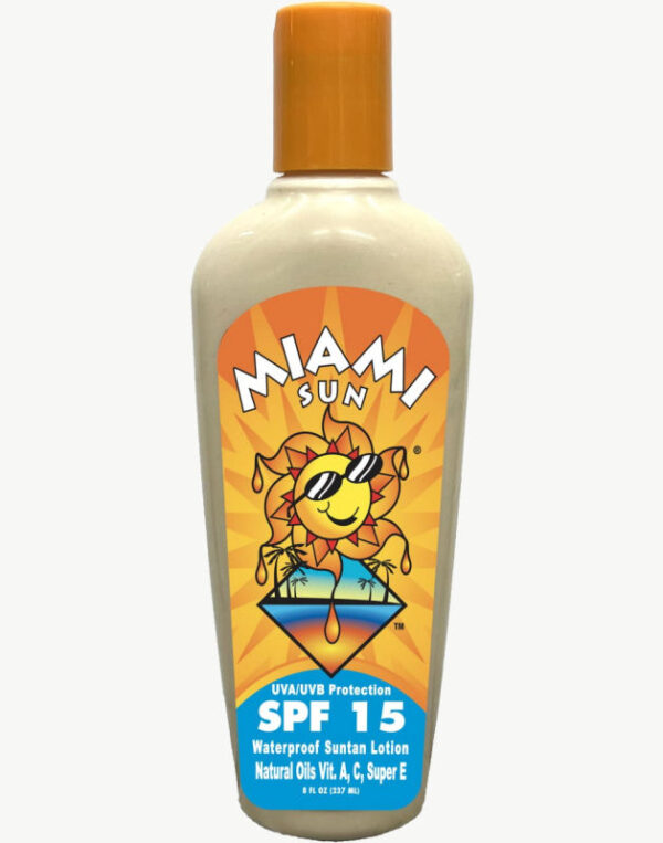 Miami Sun SPF 15 waterproof lotion.