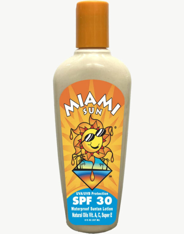 Miami Sun SPF 30 waterproof lotion.