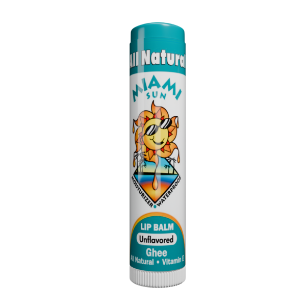 Miami Sun unflavored ghee lip balm.